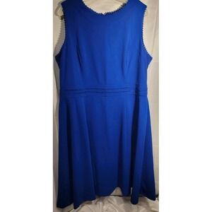 Calvin Klein Sheath Shift Dress Womens Plus Size 16 W Blue Sleeveless Stretch